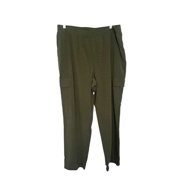 Chicos Perfect Stretch Pants Size 1.5 Medium 10 Green Cargo Elastic Waist - Picture 1 of 5